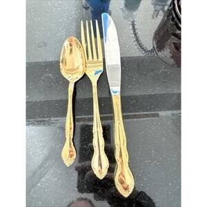 International Silver Co Gold Tone Flatware Set Mixed Lot